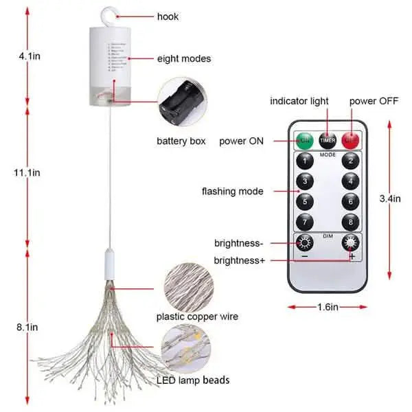 Remote Control Waterproof Christmas Fireworks LED String Lights
