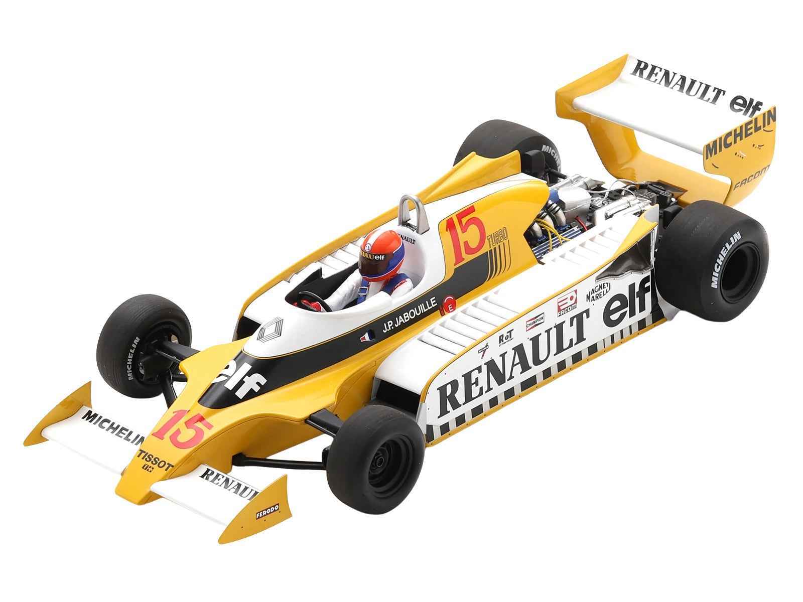 Renault RS11 #15 Jean-Pierre Jabouille "Equipe Renault Elf" Winner Formula One F1 "French GP" (1979) with Acrylic Display Case 1/18 Model Car by Spark Miniature Motors Default Title Default Title-