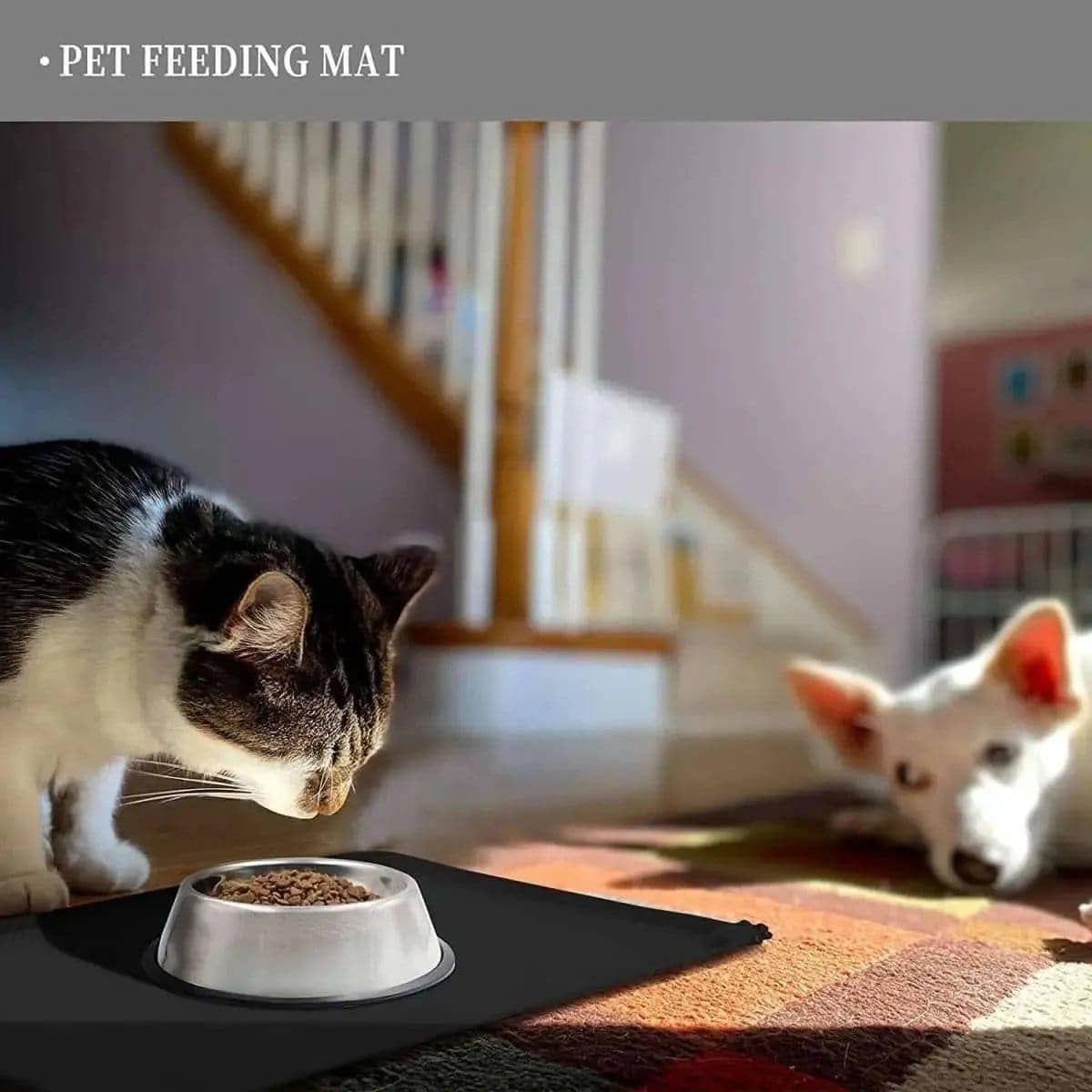 Reopet Silicone Dog Cat Bowl Mat Non-Stick Food Pad DailySale Black Gray Black-Gray-