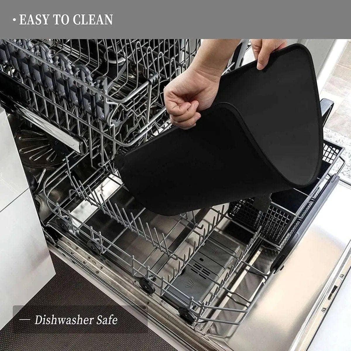 Reopet Silicone Dog Cat Bowl Mat Non-Stick Food Pad DailySale Black Gray Black-Gray-