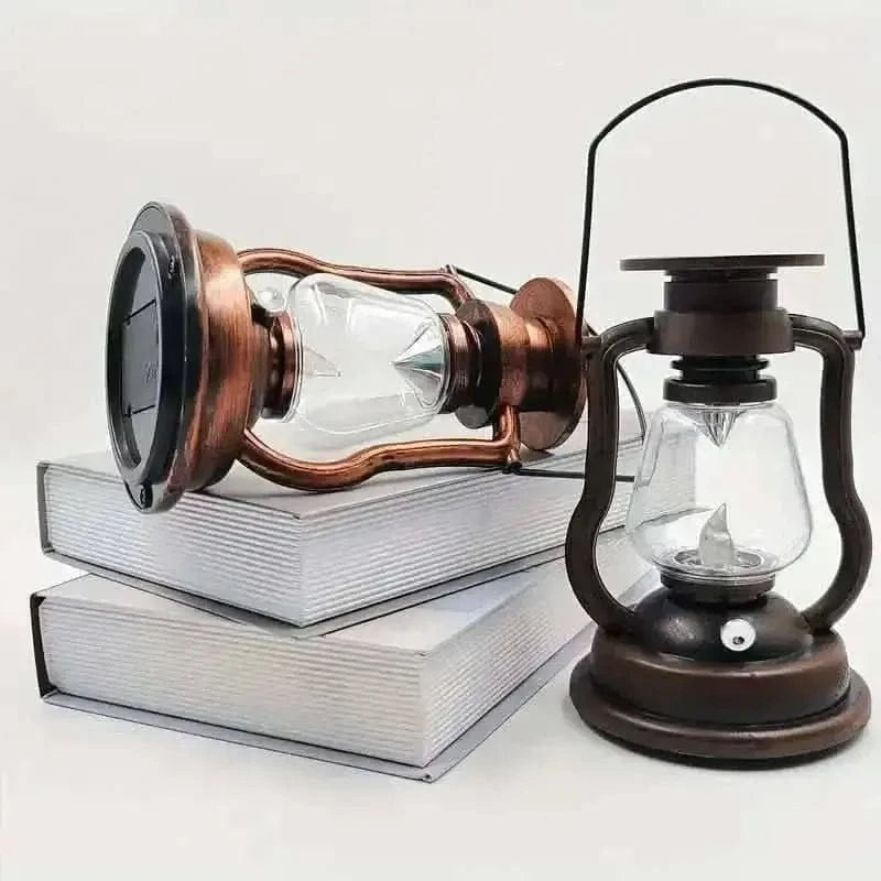 Retro Kerosene Lamp LED Horse Lantern Outdoor Waterproof Portable Rechargeable Solar Powered Flame Light DailySale Copper Silver Gold Copper-Silver-Gold-Rust-