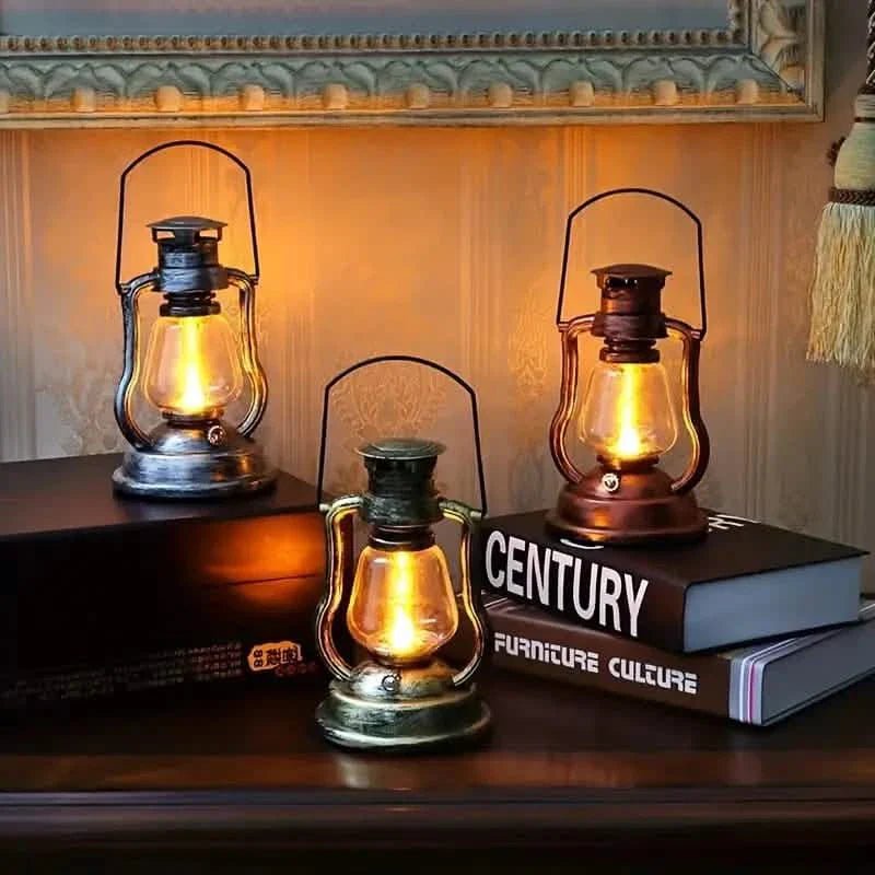 Retro Kerosene Lamp LED Horse Lantern Outdoor Waterproof Portable Rechargeable Solar Powered Flame Light - Cartsfy Inc.