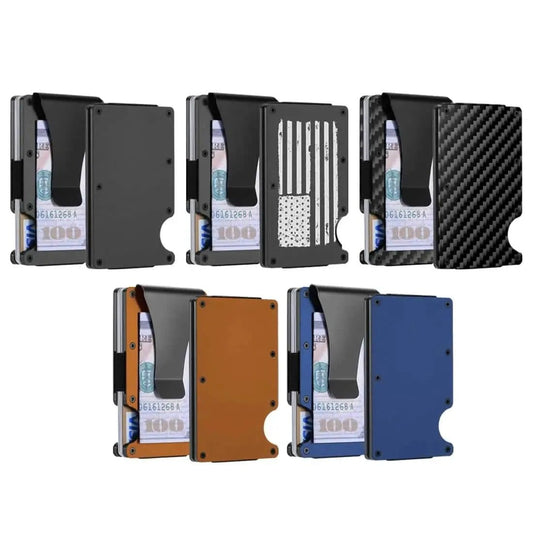 RFID Blocking Minimalist Scratch Resistant Slim Credit Card Holder Wallet with Easily Removable Money Clip DailySale Carbon Fiber Black Dark Gray Carbon Fiber-Black-Dark Gray-Brown-Blue-