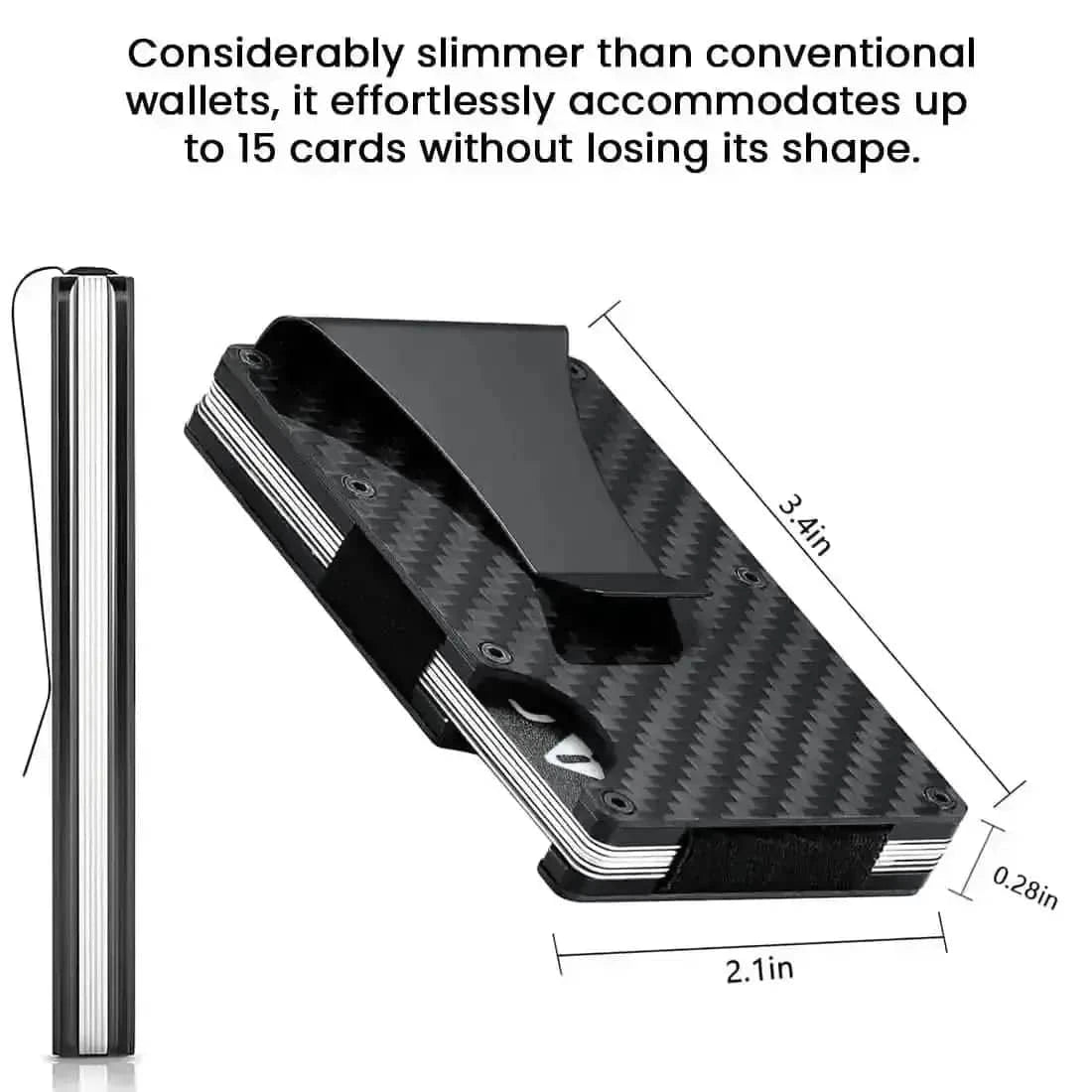RFID Blocking Minimalist Scratch Resistant Slim Credit Card Holder Wallet with Easily Removable Money Clip DailySale Carbon Fiber Black Dark Gray Carbon Fiber-Black-Dark Gray-Brown-Blue-