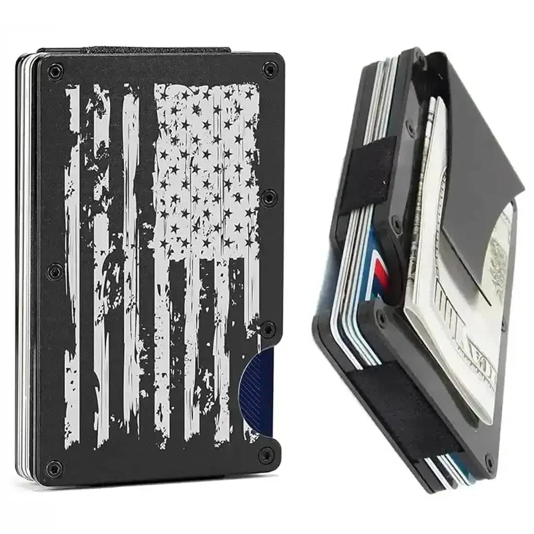 RFID Blocking Minimalist Scratch Resistant Slim Credit Card Holder Wallet with Easily Removable Money Clip DailySale Carbon Fiber Black Dark Gray Carbon Fiber-Black-Dark Gray-Brown-Blue-