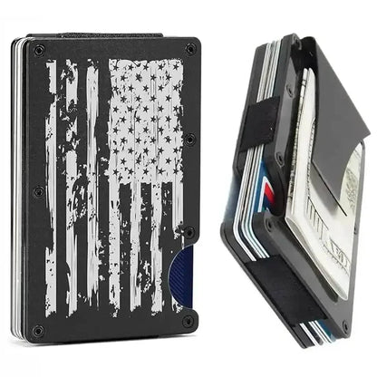 RFID Blocking Minimalist Scratch Resistant Slim Credit Card Holder Wallet with Easily Removable Money Clip DailySale Carbon Fiber Black Dark Gray Carbon Fiber-Black-Dark Gray-Brown-Blue-
