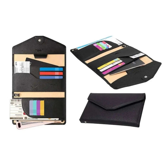 RFID Blocking Travel Passport Organizer Holder Wallet With CDC Vaccination Card Slot Protector DailySale Black Pink Lavender Black-Pink-Lavender-Blue-Brown-