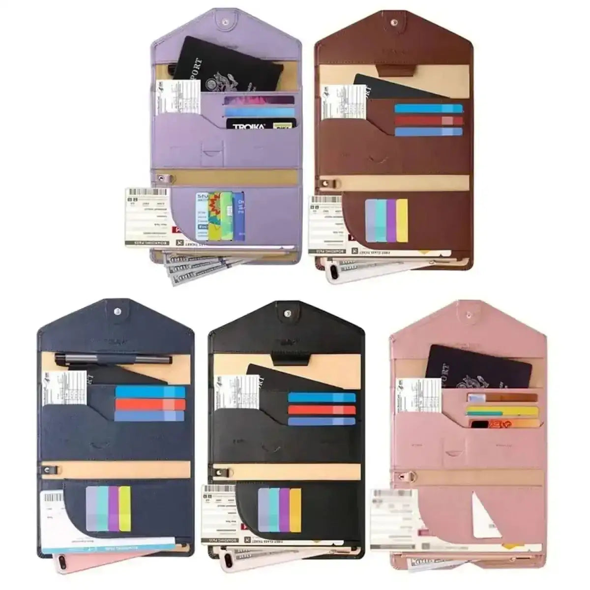 RFID Blocking Travel Passport Organizer Holder Wallet With CDC Vaccination Card Slot Protector DailySale Black Pink Lavender Black-Pink-Lavender-Blue-Brown-