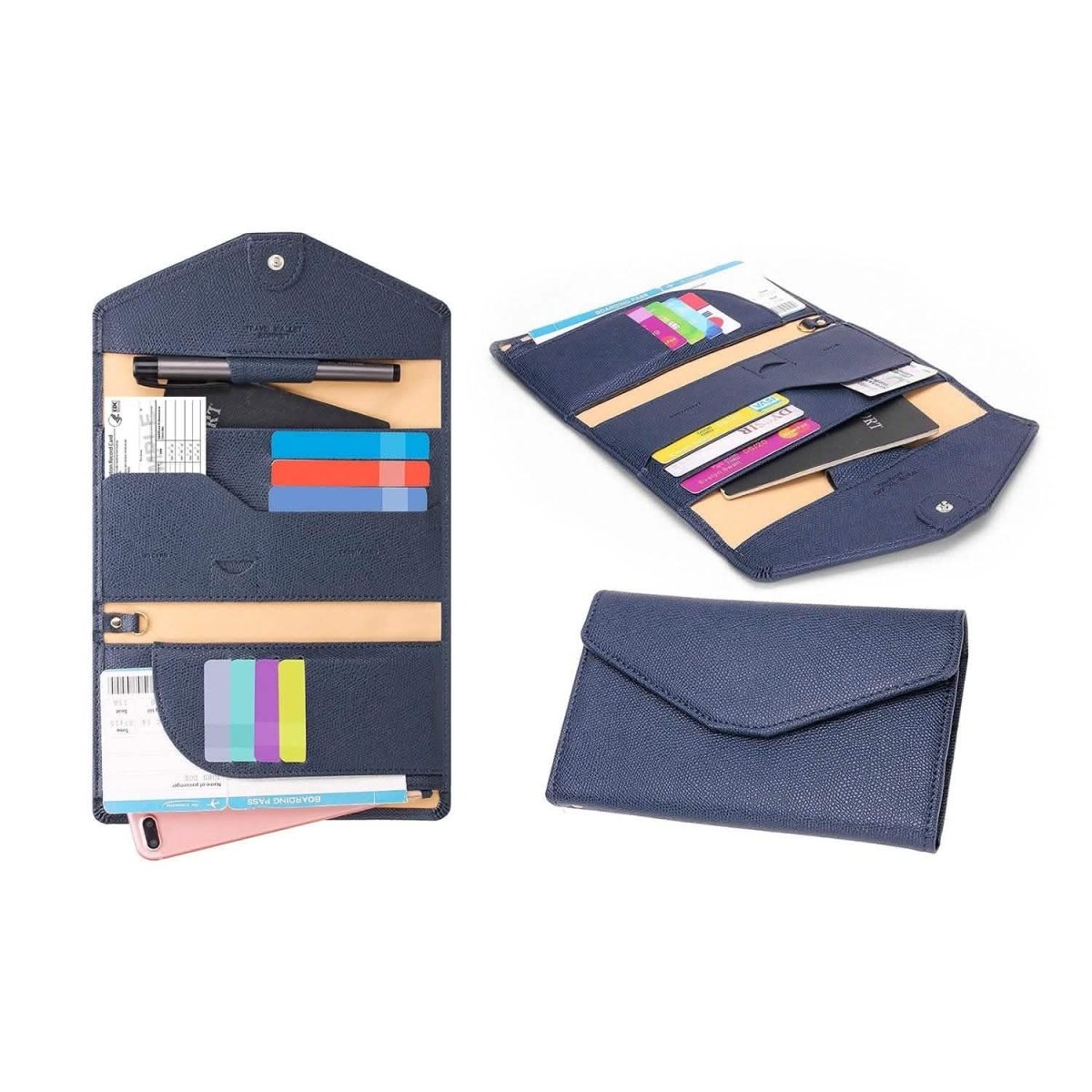 RFID Blocking Travel Passport Organizer Holder Wallet With CDC Vaccination Card Slot Protector - Cartsfy Inc.