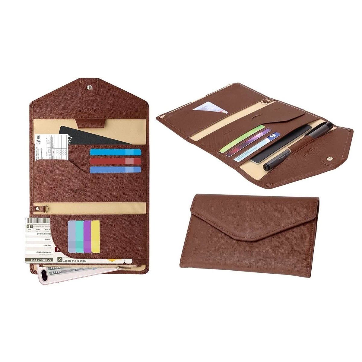 RFID Blocking Travel Passport Organizer Holder Wallet With CDC Vaccination Card Slot Protector - Cartsfy Inc.