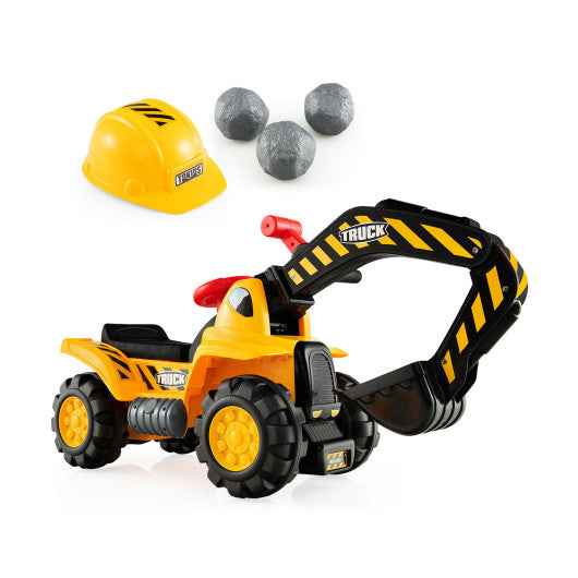 Ride on Push Car Bulldozer Digger Toy with Safety Helmet and Working Shovel Cartsfy Inc.