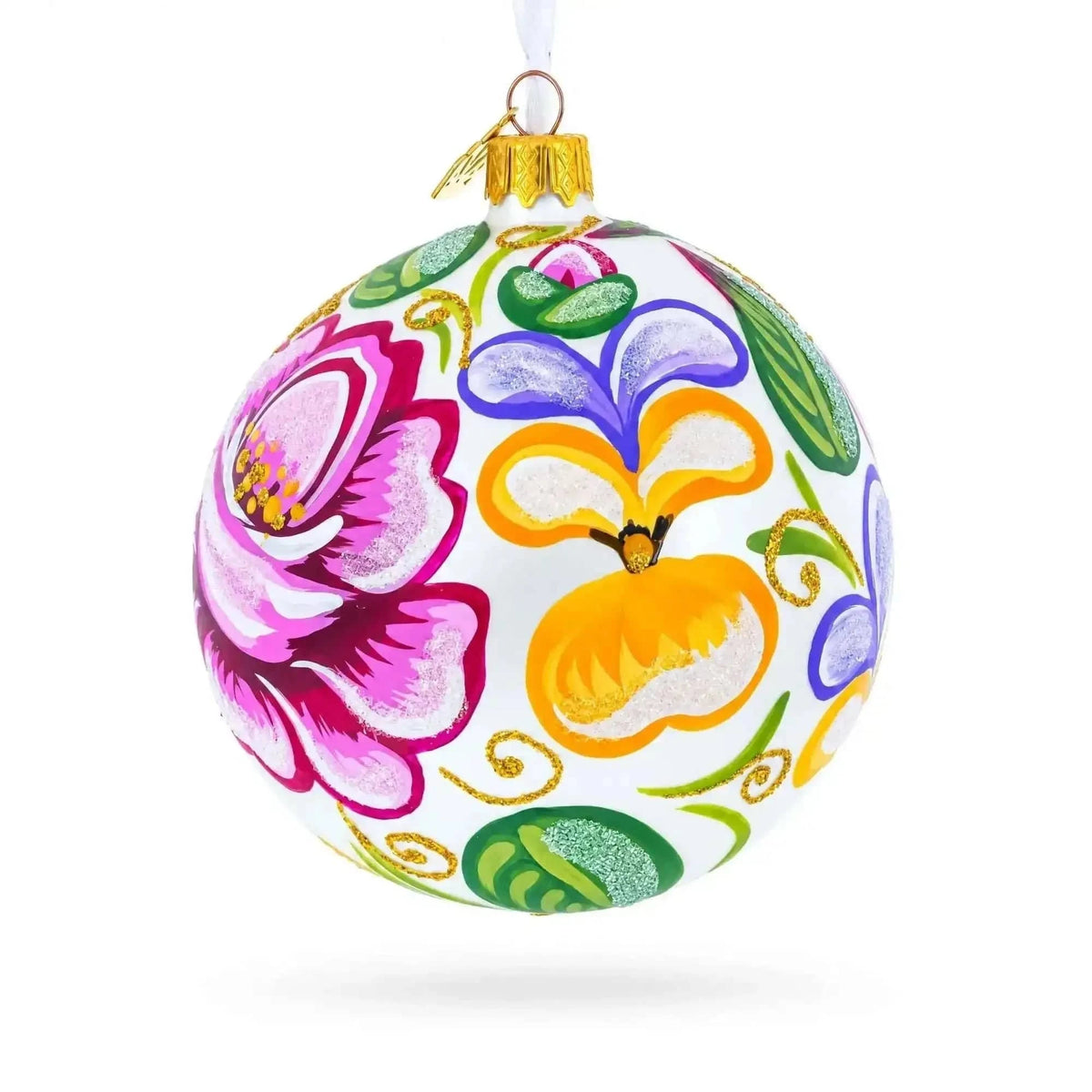 Roses Glass Ball Christmas Ornament 4 Inches Cartsfy Inc.