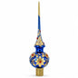 Royal Blue and Gold Floral Majesty Glass Christmas Tree Topper 11 Inches Cartsfy Inc.
