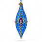 Royal Blue Jewel Scroll Elongated Pointed Teardrop Finial Glass Christmas Ornament BestPysanky Default Title Default Title-