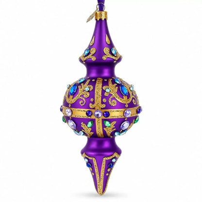 Royal Jewel Embellishments Gold Filigree Double-Ended Finial Drop Glass Christmas Ornament Cartsfy Inc.