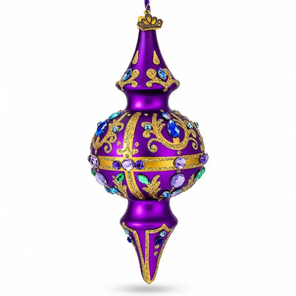 Royal Jewel Embellishments Gold Filigree Double-Ended Finial Drop Glass Christmas Ornament Cartsfy Inc.