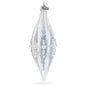 Pearl and Glitter Jeweled Elongated Pointed Teardrop Finial Glass Christmas Ornament