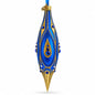 Royal Blue and Gold Jeweled Elongated Pointed Teardrop Finial Glass Christmas Ornament