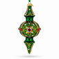 Emerald Baroque Jeweled Double-Ended Finial Drop Glass Christmas Ornament
