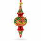 Holly & Gold Scroll Double-Ended Finial Drop Glass Christmas Ornament