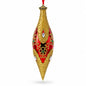 Gilded Petal & Pearl Elongated Pointed Teardrop Finial Glass Christmas Ornament