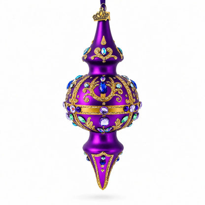 Royal Jewel Embellishments Gold Filigree Double-Ended Finial Drop Glass Christmas Ornament