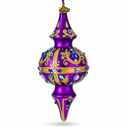 Royal Jewel Embellishments Gold Filigree Double-Ended Finial Drop Glass Christmas Ornament