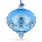 Blue Jeweled Lattice Diamond Onion-Shape Finial Glass Christmas Ornament