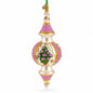 Pink Embossed  Blossom Double-Ended Finial Drop Glass Christmas Ornament