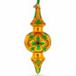 Golden Holly & Ivy Glitter Double-Ended Finial Drop Glass Christmas Ornament