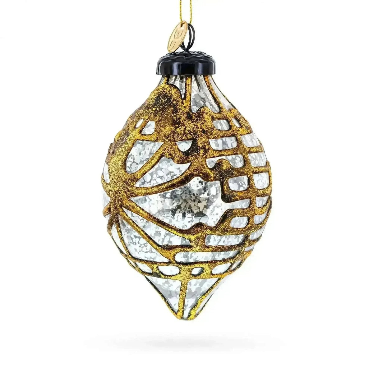 Rustic Teardrop with Gold Filigree Clear Glass Christmas Ornament Cartsfy Inc.