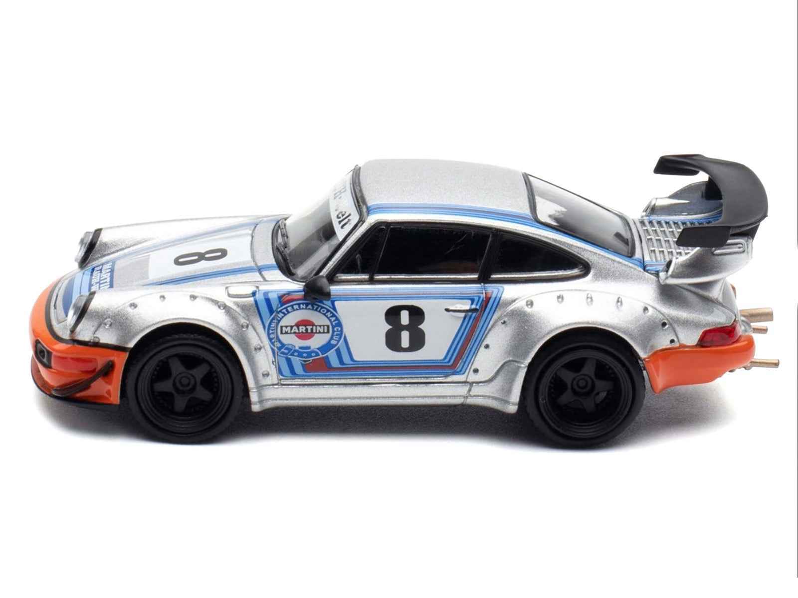 RWB 964 #8 "Ichiban Boshi - Martini Racing" Silver Metallic with Stripes 1/64 Diecast Model Car by Model Model Miniature Motors Default Title Default Title-