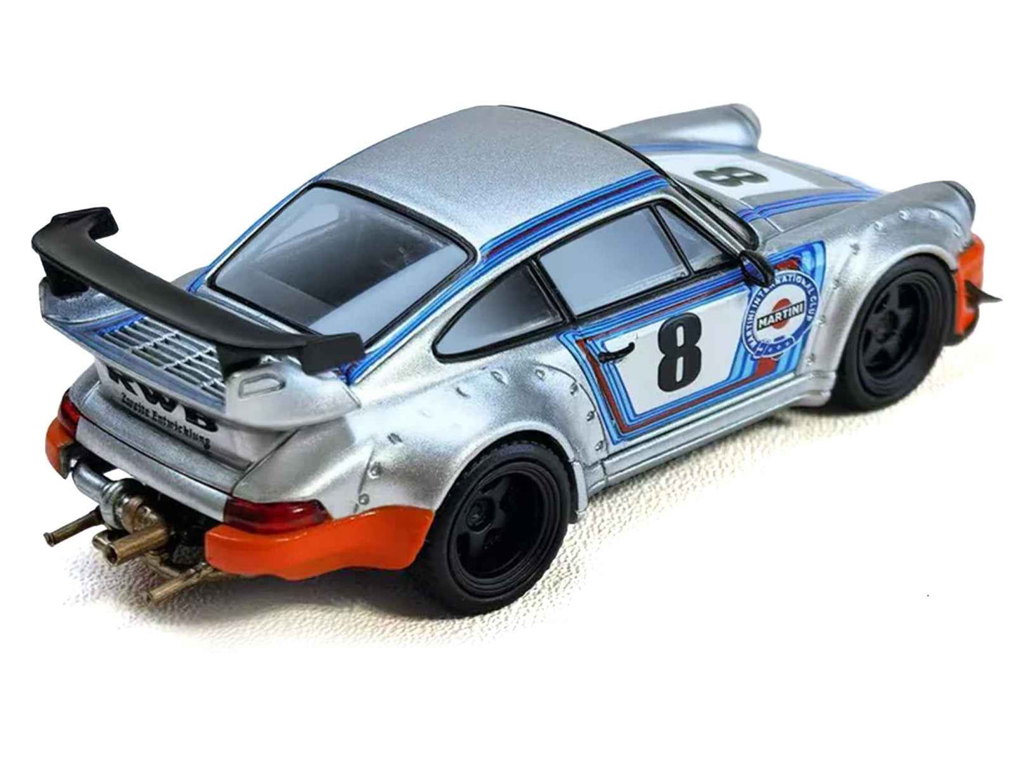 RWB 964 #8 "Ichiban Boshi - Martini Racing" Silver Metallic with Stripes 1/64 Diecast Model Car by Model Model Miniature Motors Default Title Default Title-