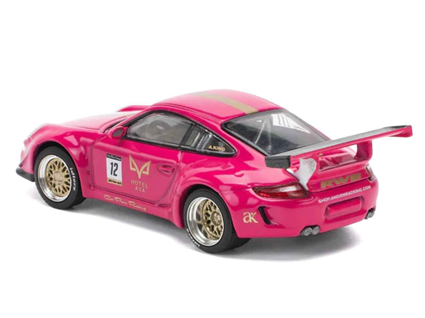 RWB 997 #12 "Hotel Ava" Pink Metallic 1/64 Diecast Model Car by Pop Race Cartsfy Inc.