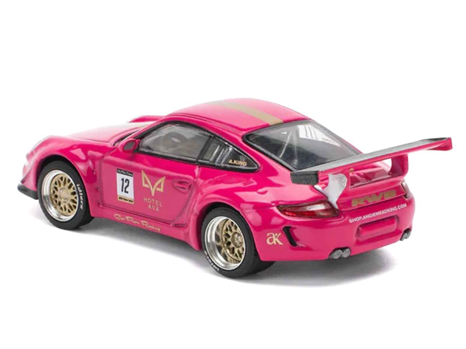RWB 997 #12 "Hotel Ava" Pink Metallic 1/64 Diecast Model Car by Pop Race Cartsfy Inc.