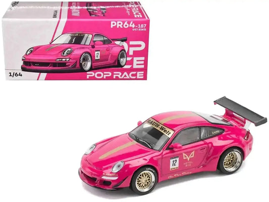 RWB 997 #12 "Hotel Ava" Pink Metallic 1/64 Diecast Model Car by Pop Race Cartsfy Inc.