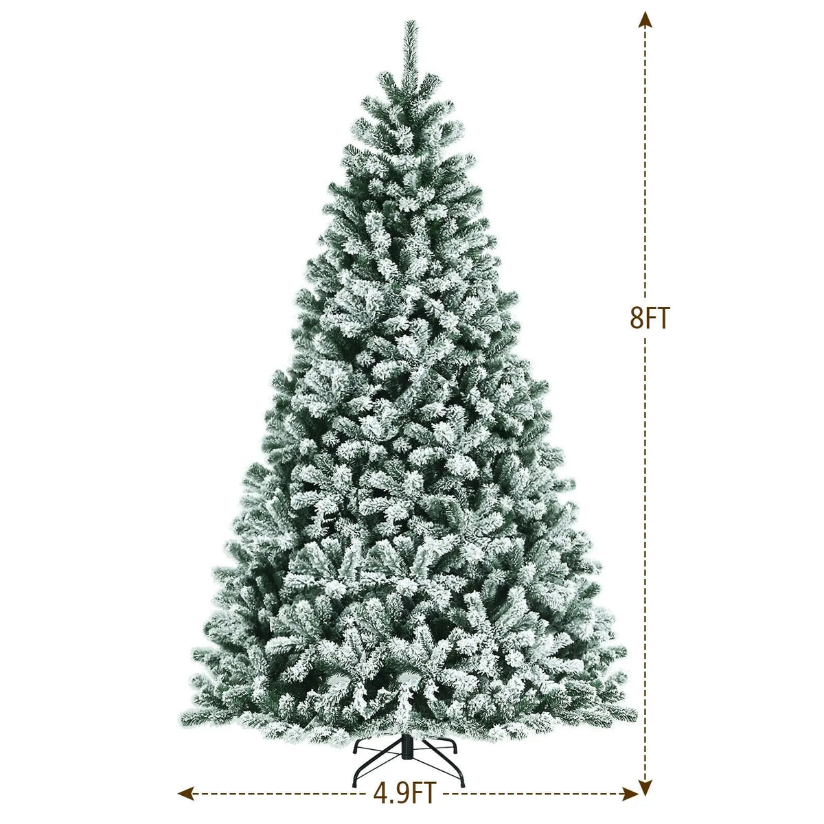 6 Feet Pre-lit Snow Flocked Hinged Christmas Tree with 928 Tips and Metal Stand