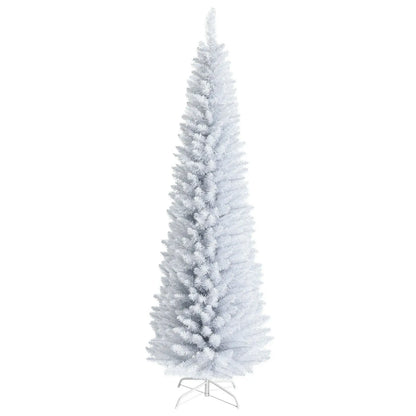 6 Feet Unlit Artificial Slim Pencil Christmas Tree with Metal Stand