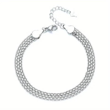 S925 Sterling Silver Chain Bracelet, Sparkling Mesh Embossing Pattern Jewelry - Cartsfy Inc.
