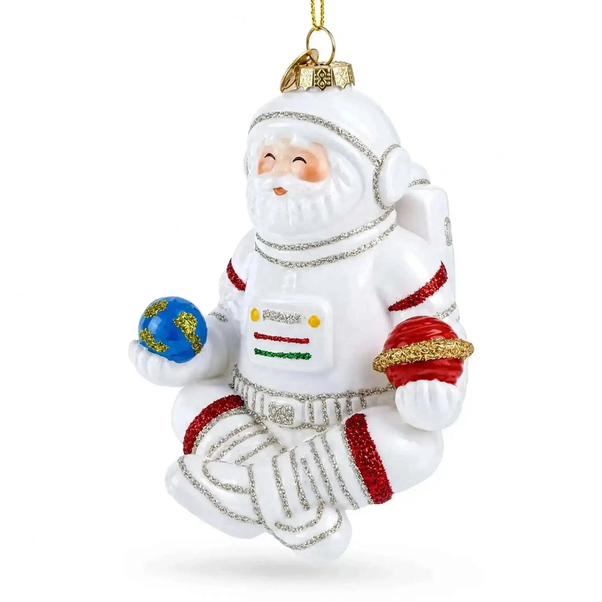 Santa Astronaut Glass Christmas Ornament Cartsfy Inc.