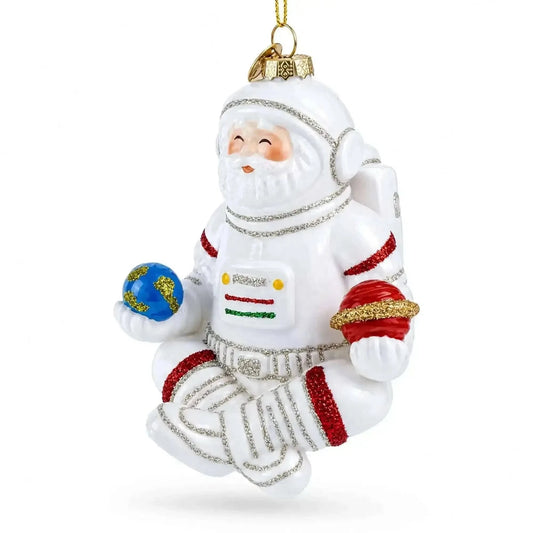 Santa Astronaut Glass Christmas Ornament Cartsfy Inc.