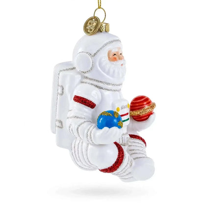Santa Astronaut Glass Christmas Ornament Cartsfy Inc.