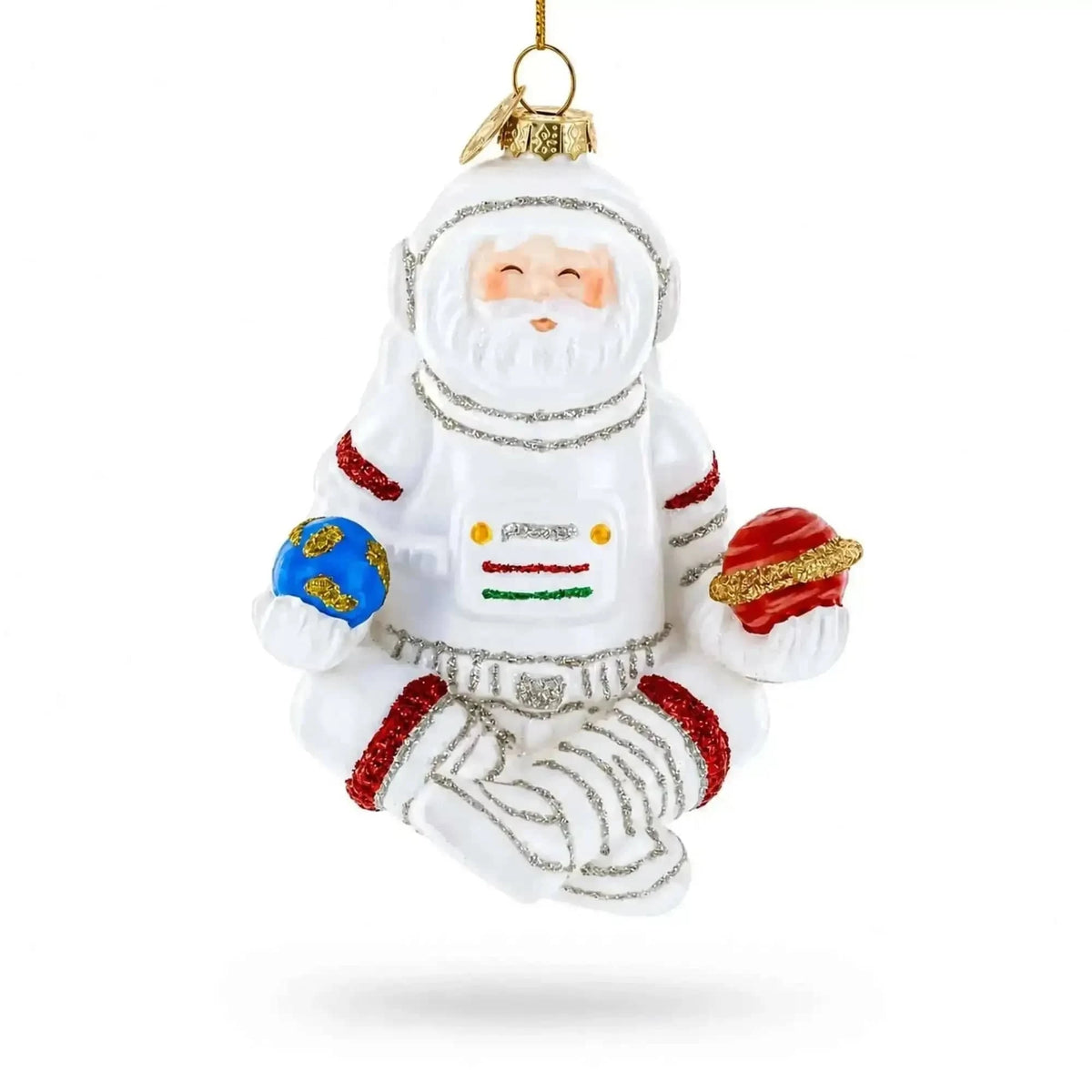 Santa Astronaut Glass Christmas Ornament Cartsfy Inc.