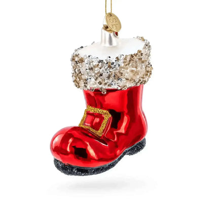 Santa Boot Glass Christmas Ornament Cartsfy Inc.