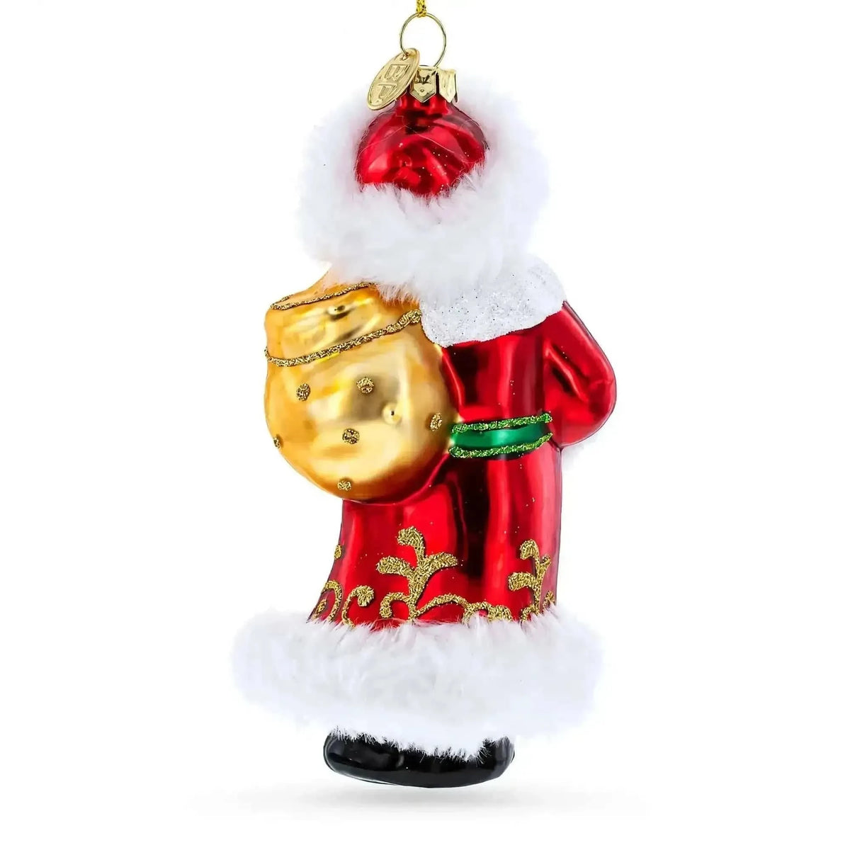 Santa in Fur Coat Glass Christmas Ornament Cartsfy Inc.