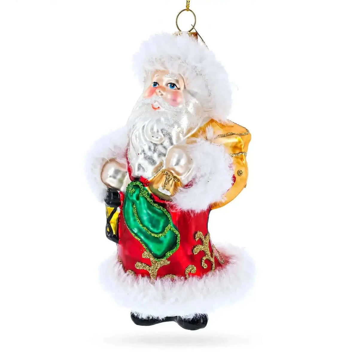 Santa in Fur Coat Glass Christmas Ornament Cartsfy Inc.