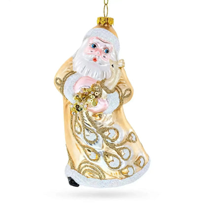 Santa in Golden Coat Glass Christmas Ornament Cartsfy Inc.