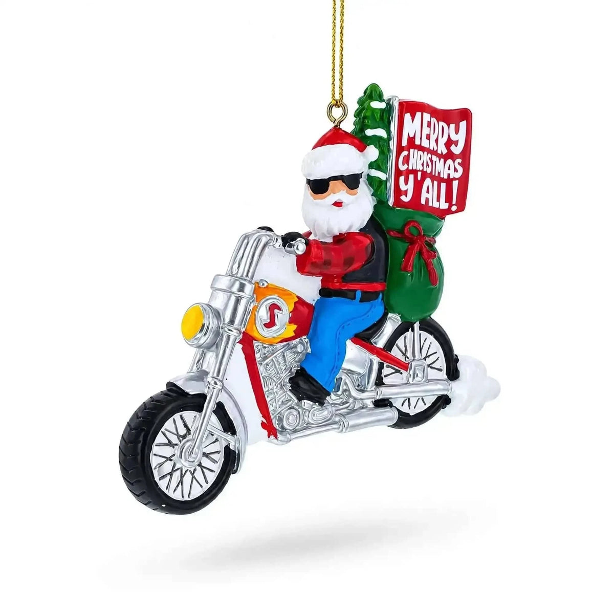 Santa on Festive Motorcycle Resin Christmas Ornament Cartsfy Inc.