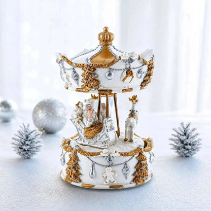Santa's Reindeer Carousel: White Spinning Christmas Musical Box Cartsfy Inc.