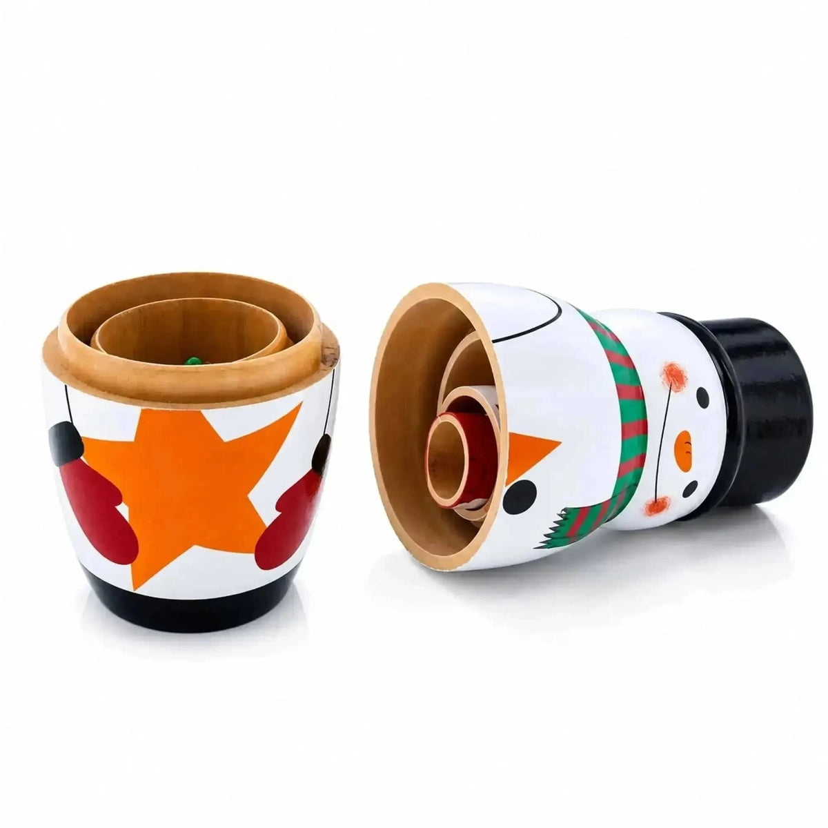 Santa, Snowman & Christmas Tree Wooden Nesting Dolls 5 Inches Cartsfy Inc.